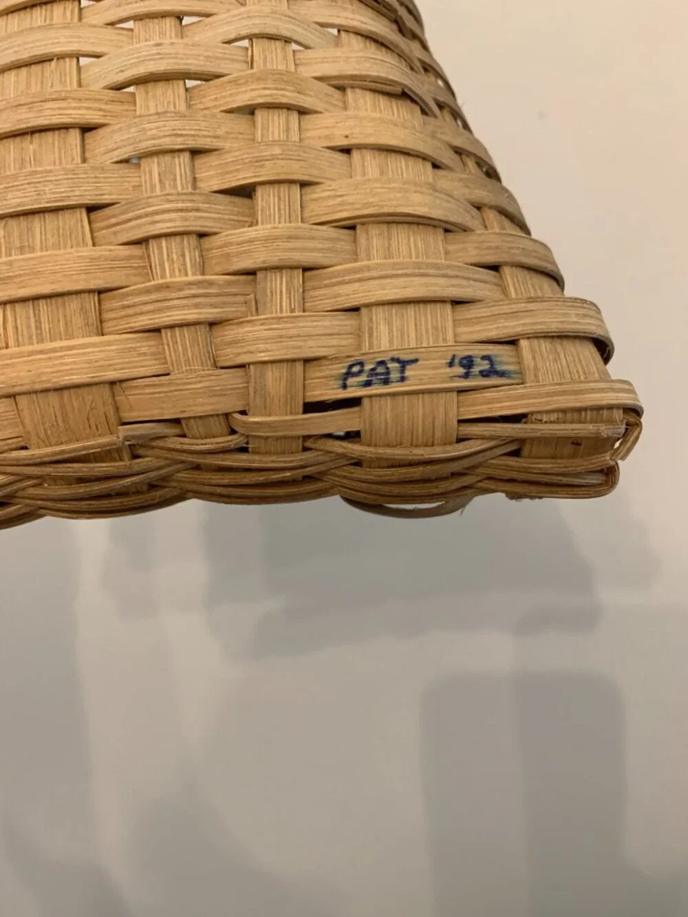 Artist Signed Basket Handwoven Wicker with Roping and Natural Dyes Hanging Art